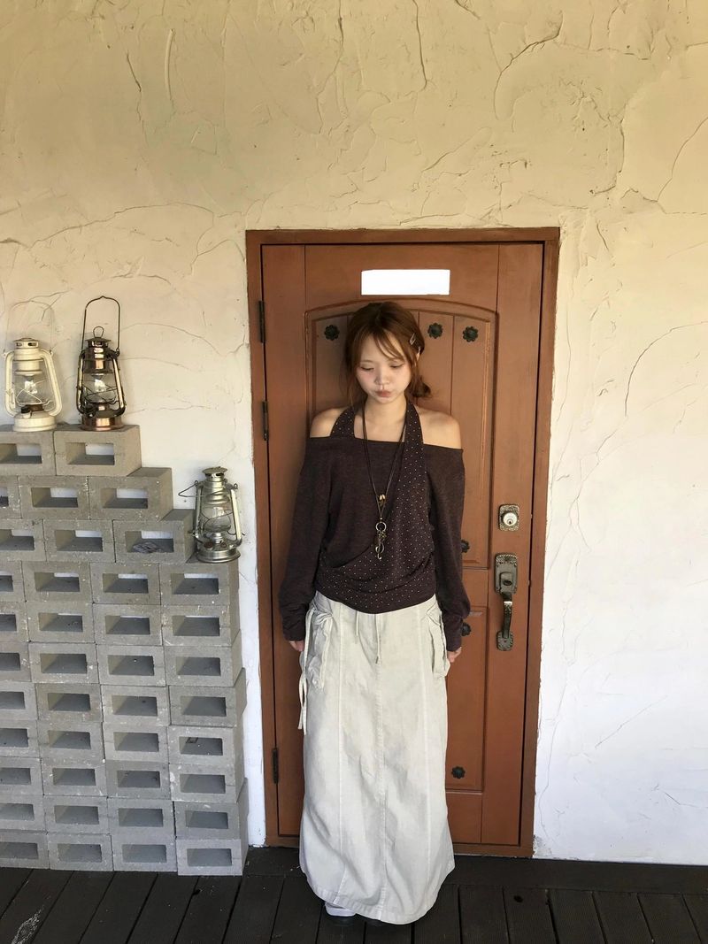 Lodi dot off-shoulder knit