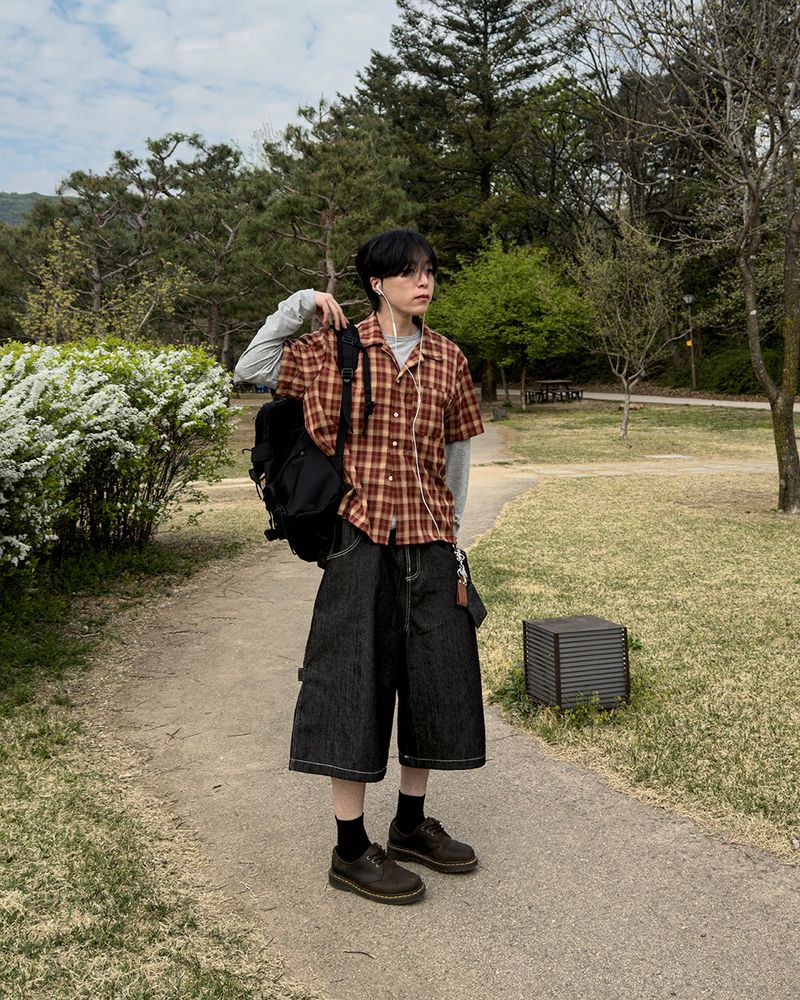 Rendro Square Check Half Shirt