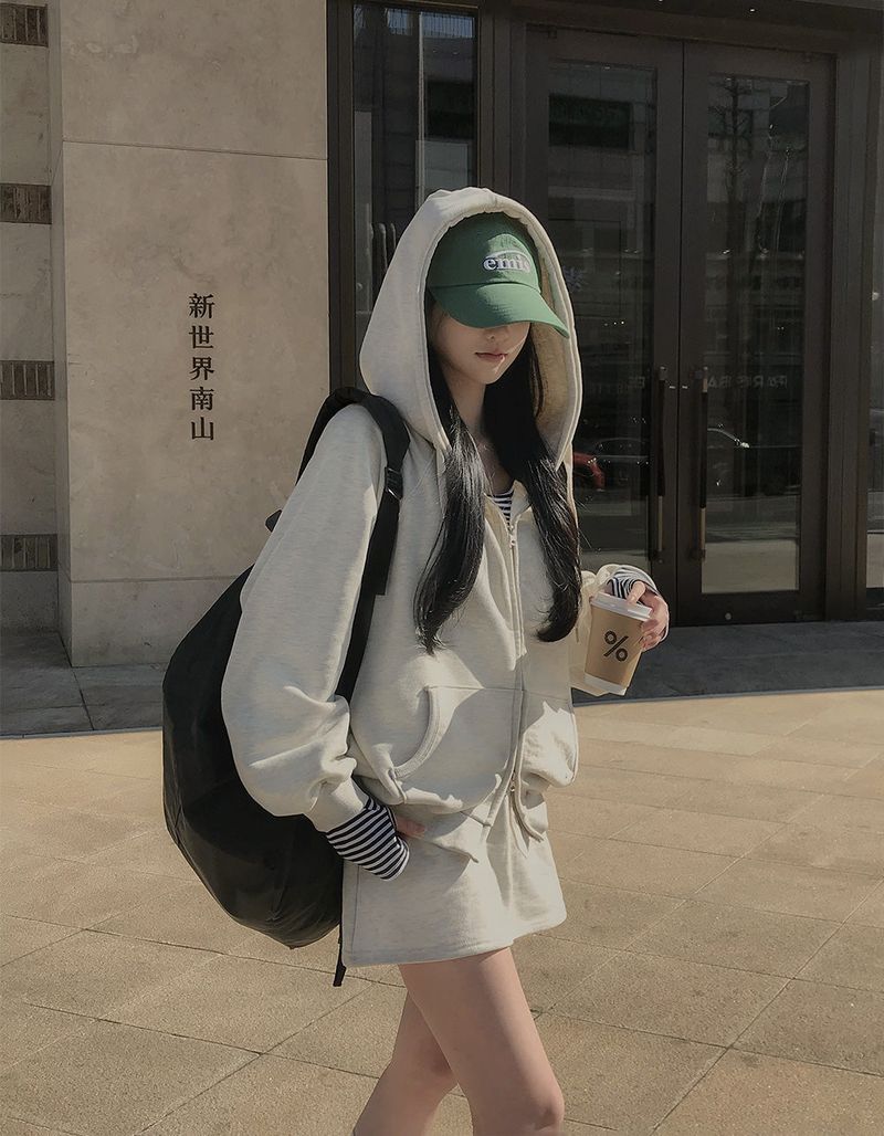 [Bellied made] Movening Color Blocking Two-Way Hooded Zip-up