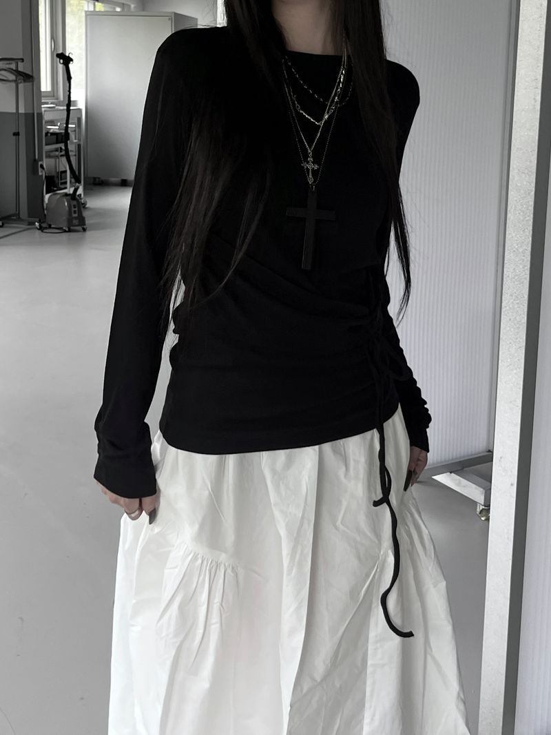slim wrap shirring strap T (2color)