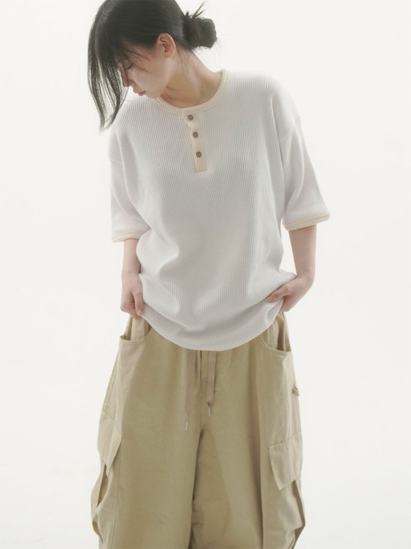 Daying waffle short sleeve T-shirt -5C