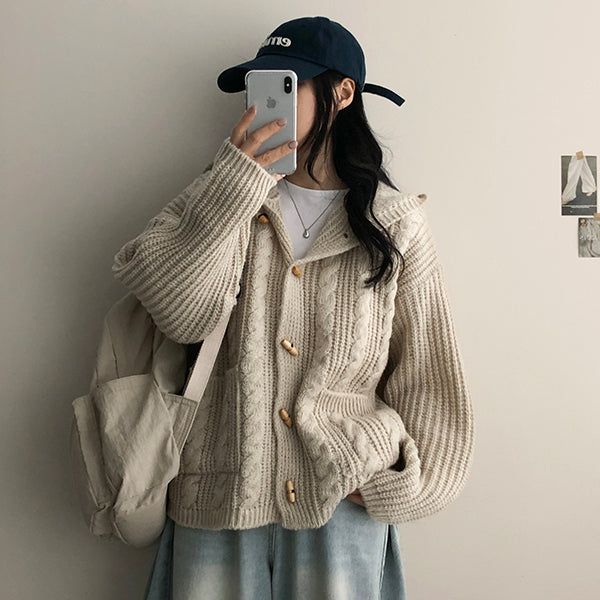 Ned Hood Twisted Knitted Cardigan