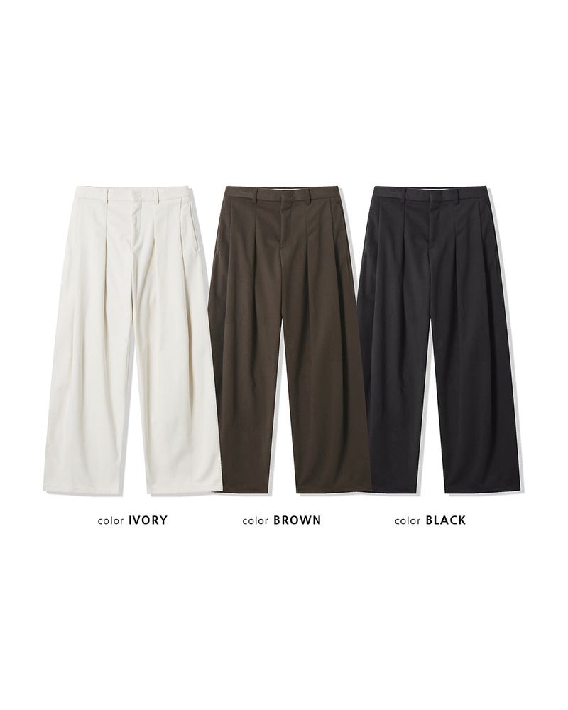 Worvel Wool Wide Pintuck Slacks