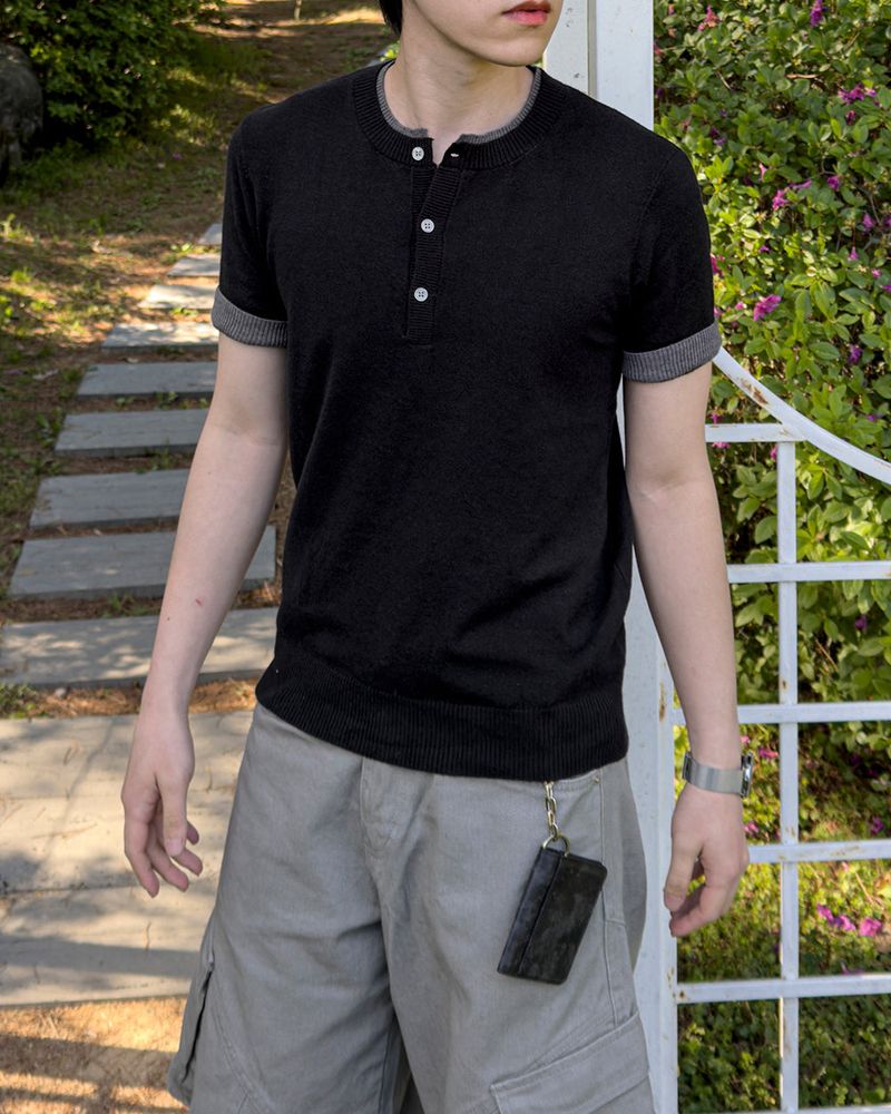 Eren Layered Henley Neck Knit