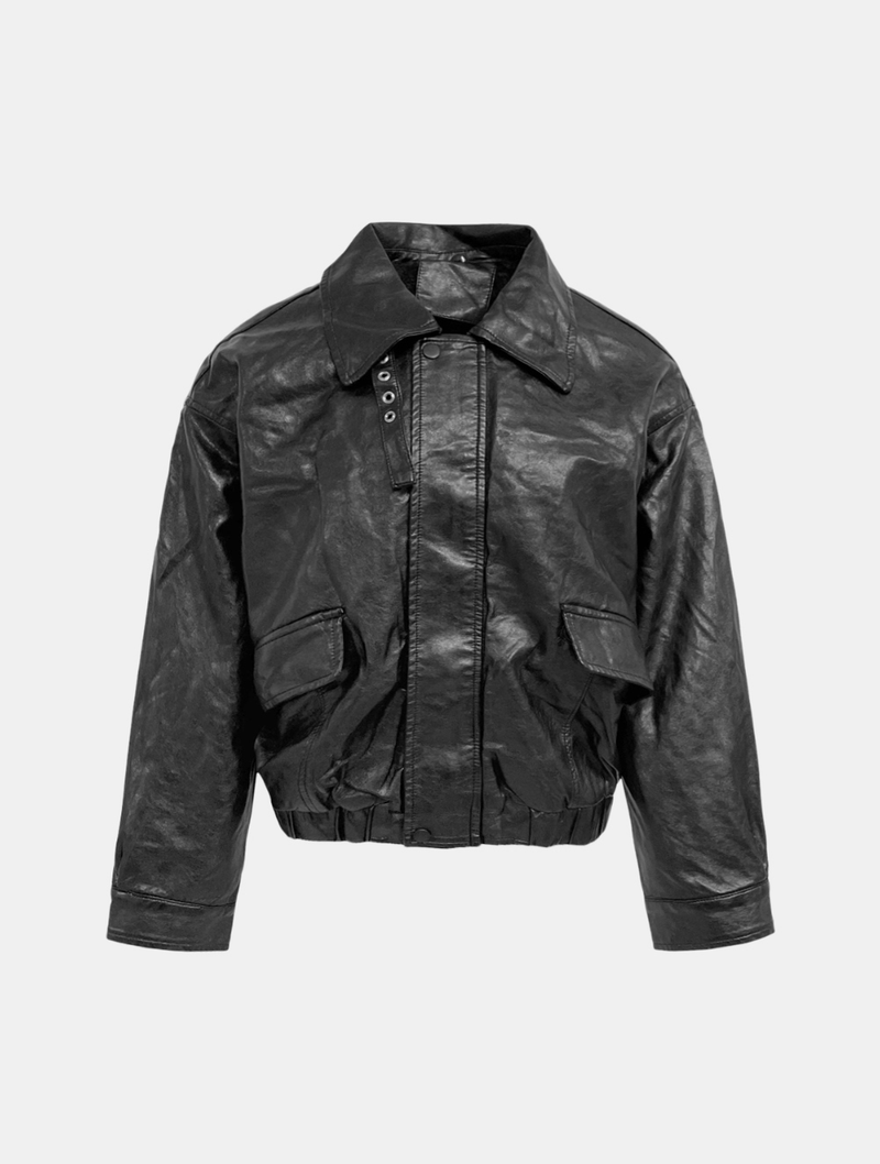 Chic Duffle Faux Leather Jumper