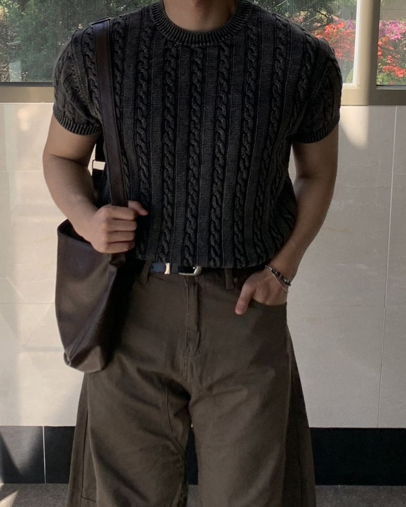 Mensfloor(メンズフロア)の「Masiso Muscle Fit Pigment Knit Short Sleeve(Tops)」