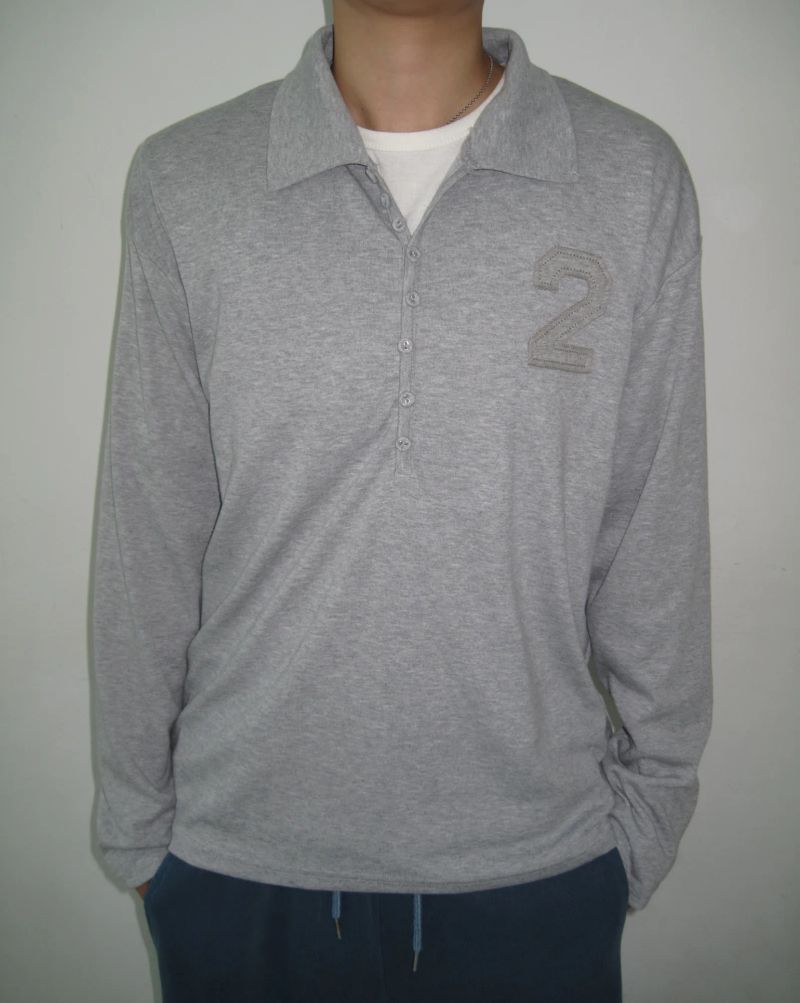 464 Button Henley Neck Collar T-Shirt