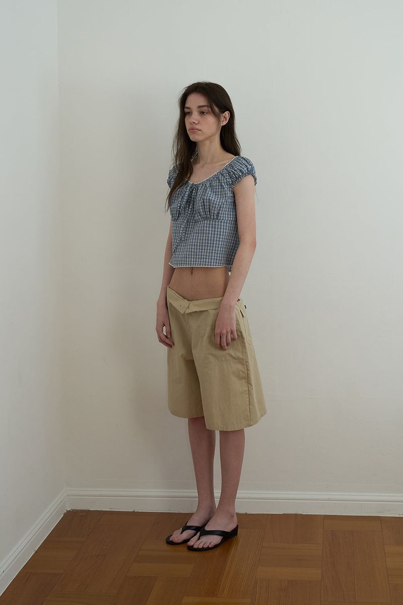 Bow bermuda pants_beige
