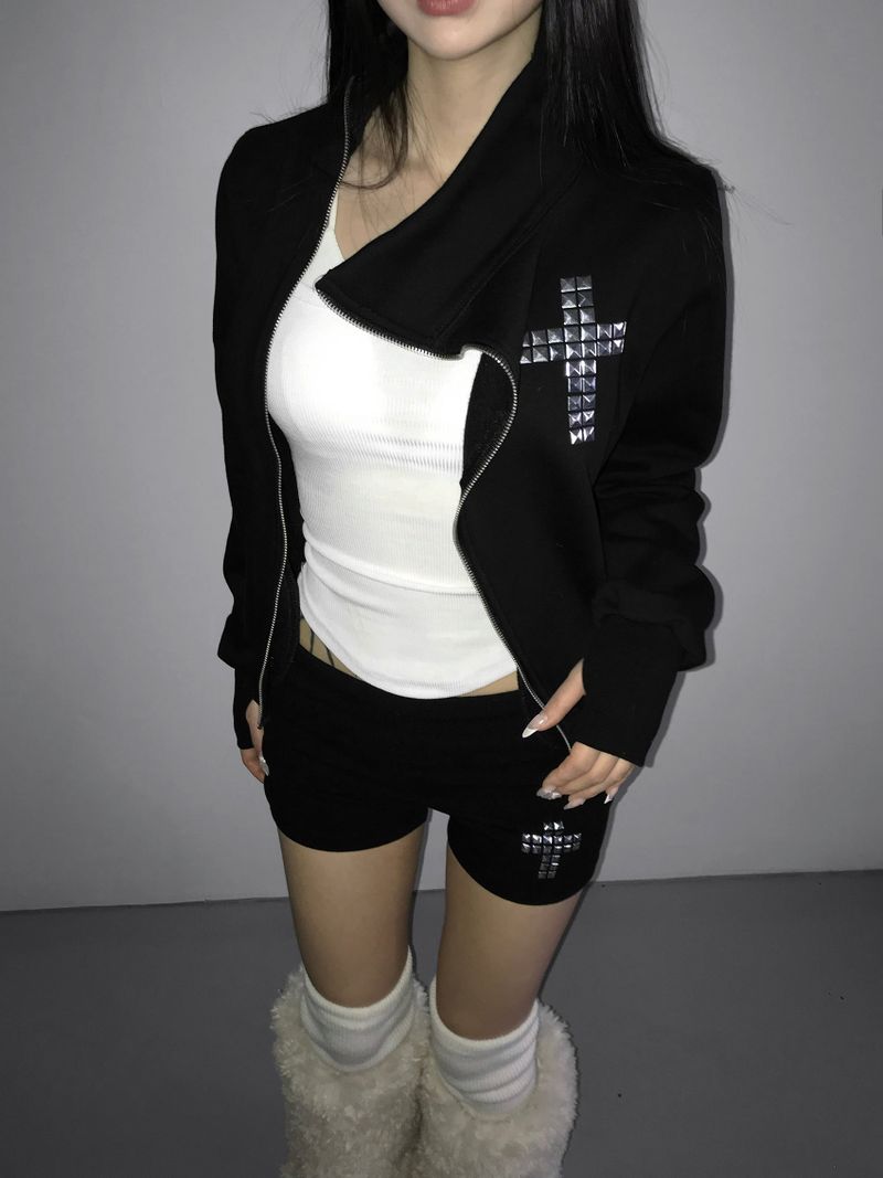 tuebe cross high neck zip-up(2 color)