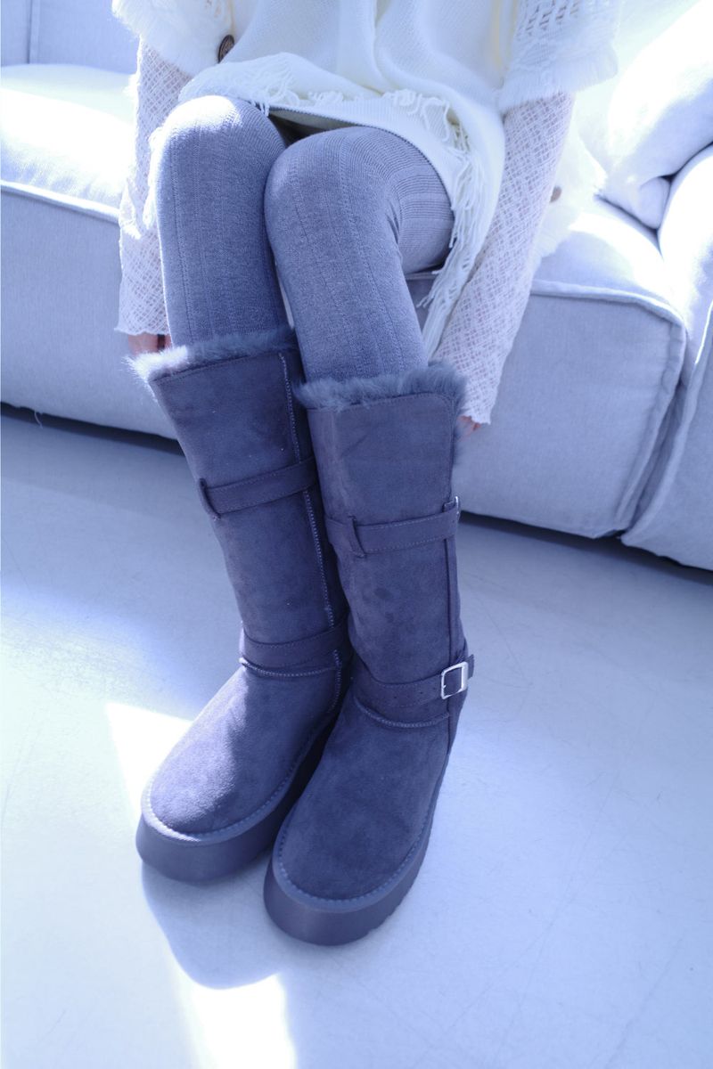 pom pom buckle long ugg boots