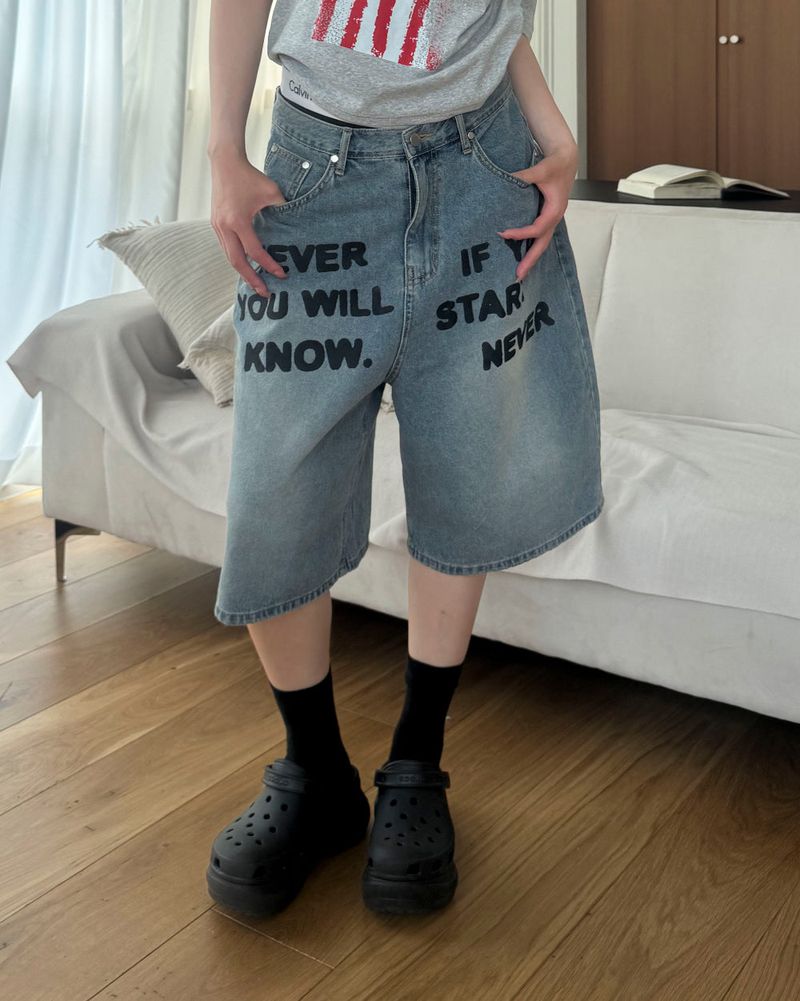 [Unisex] バミューダデニムパンツ