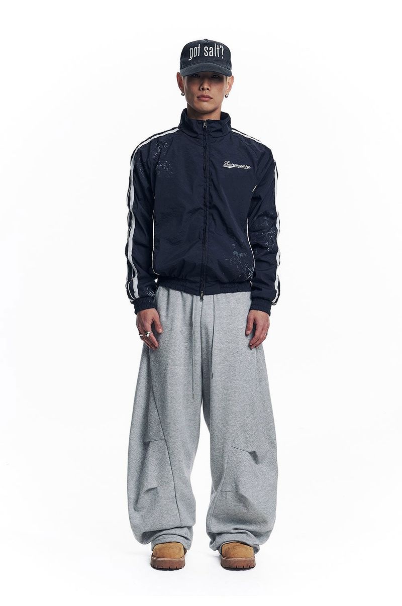 Dirty Nylon Piping Track Jacket - Navy