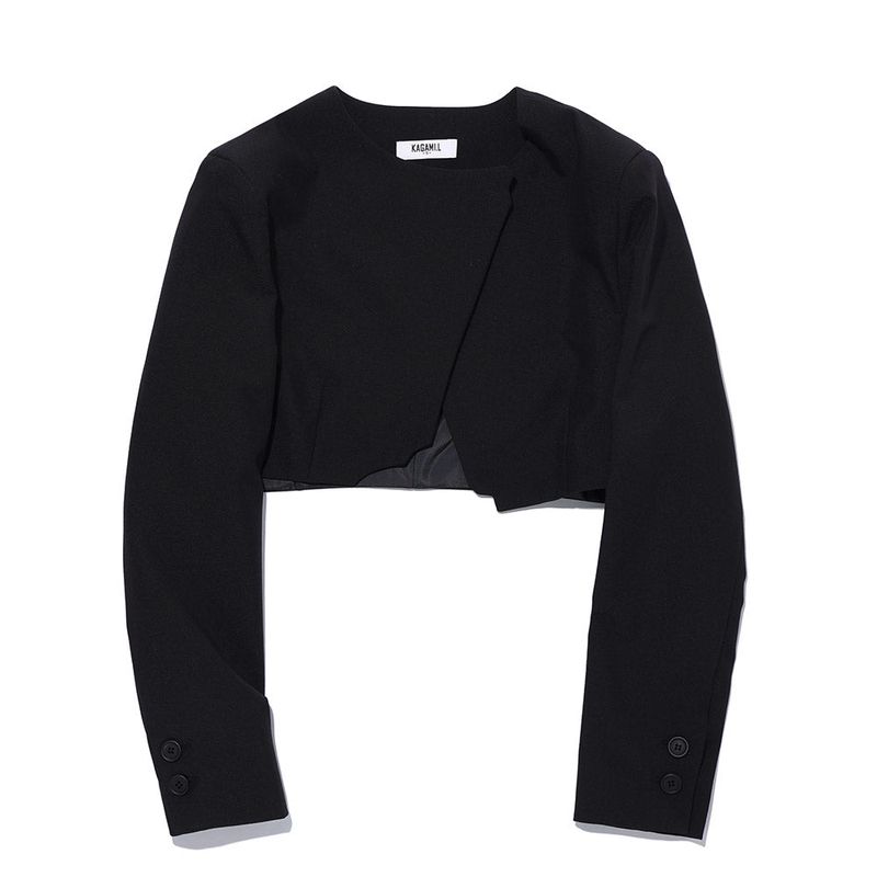 CUTTING CROSS CROP JACKET BLACK