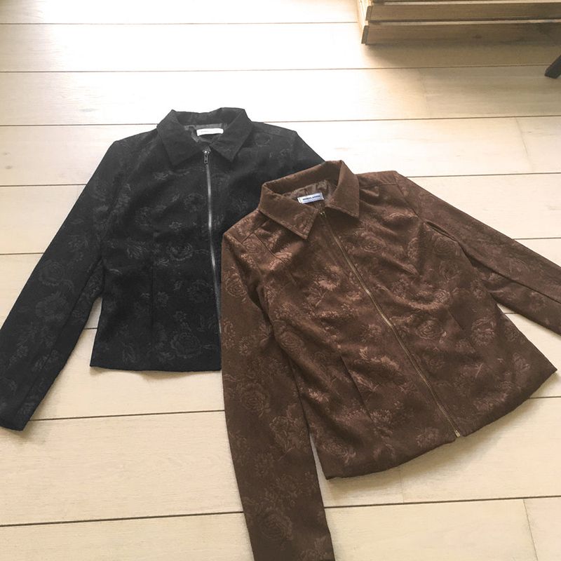 [MADE] Goats Vintage Rose Jacquard Suede Zip-Up Jacket