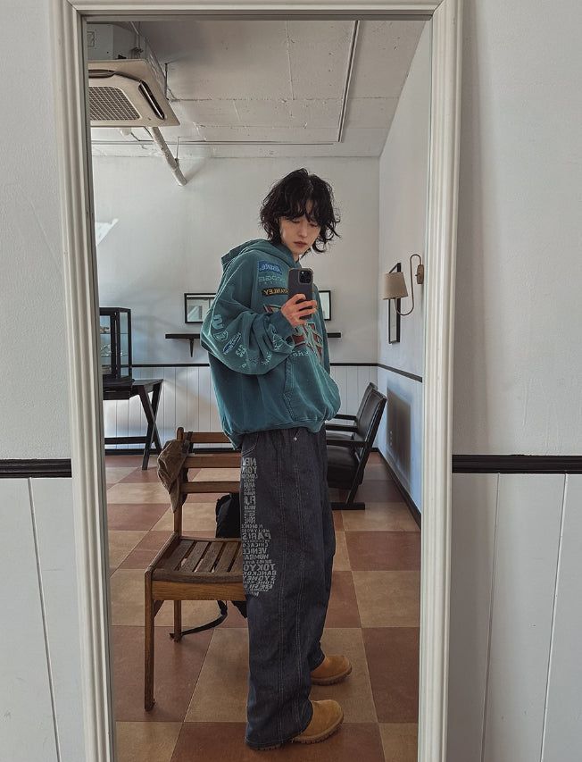 Bird Print Overfit Hoodie