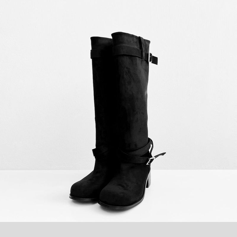 Demin Belt Suede Boots