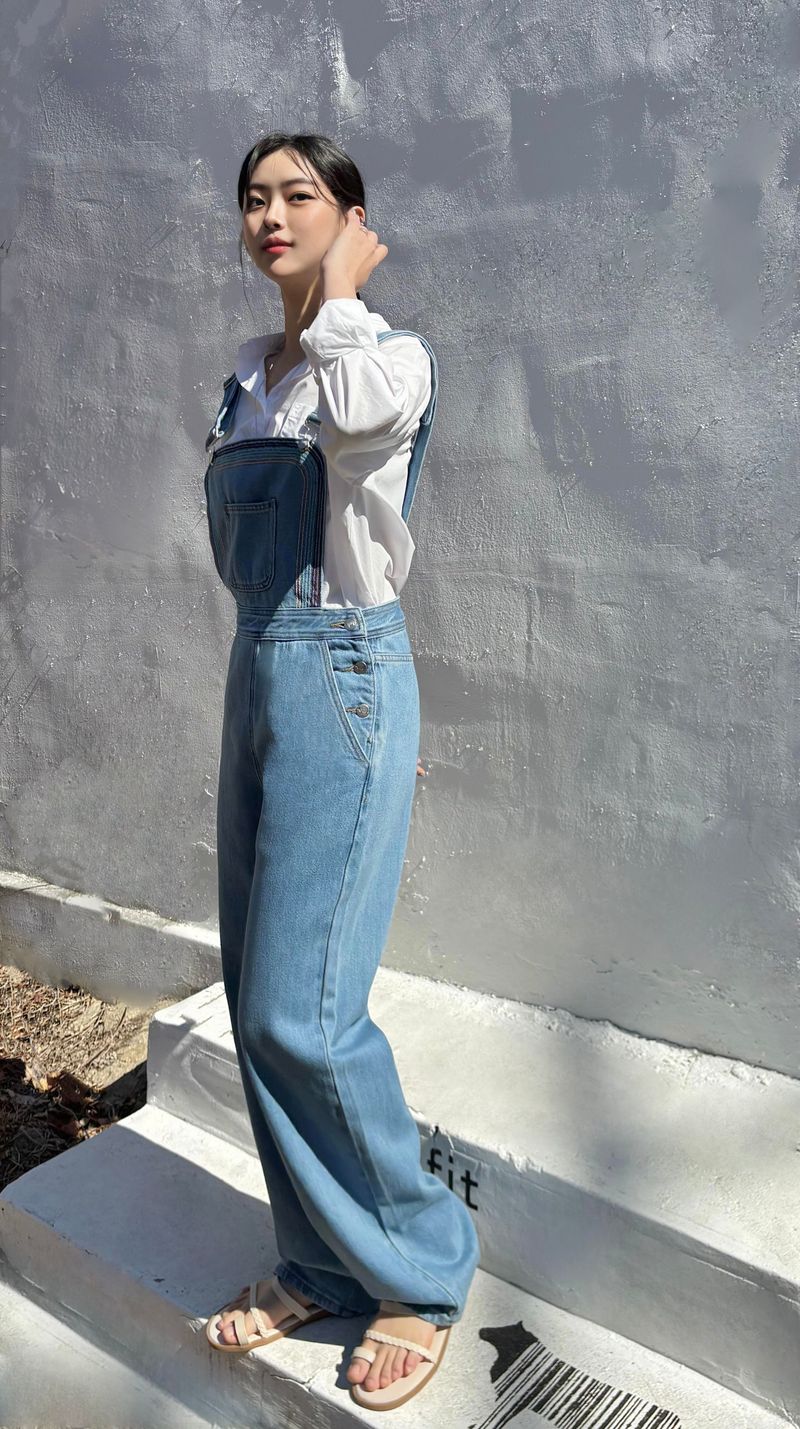 EMBROIDERY OVERALL DENIM PANTS code 25011