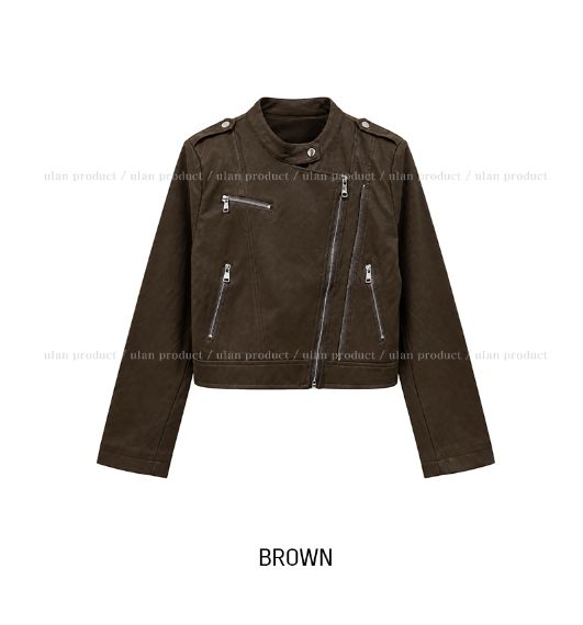 Dock Unbalance Zipper Crop Leather Jacket