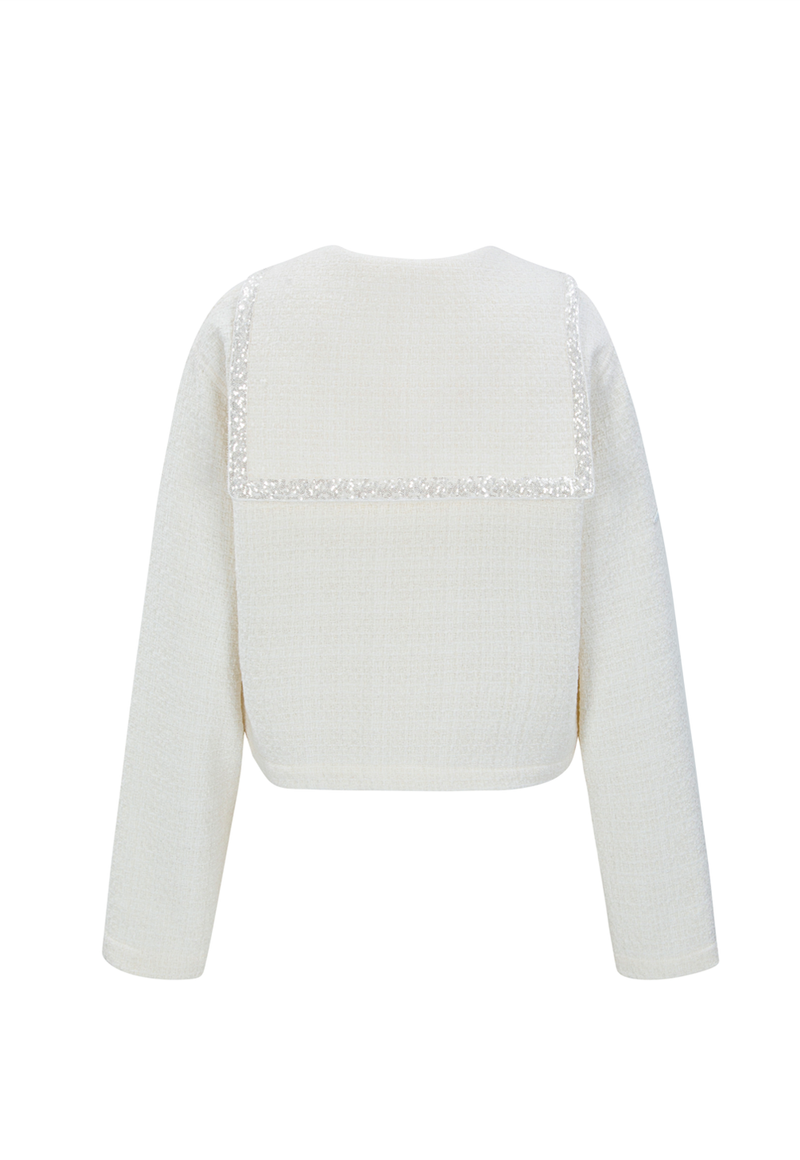 TISHA SAILOR TWEED BLOUSE _WHITE