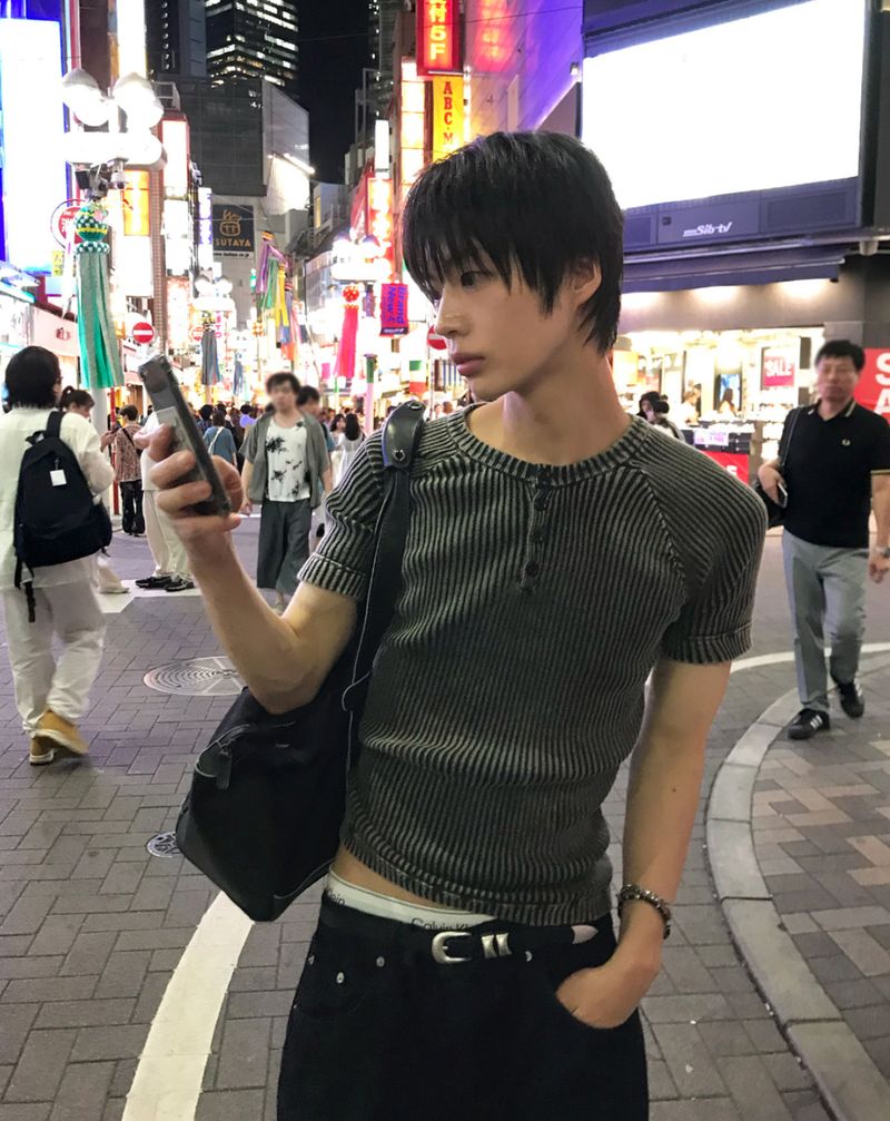 Washed Henley Knit