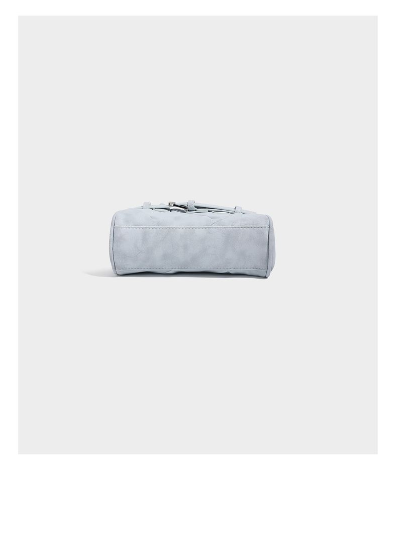 Square quilted mini tote bag with silver buckle crossbody bag