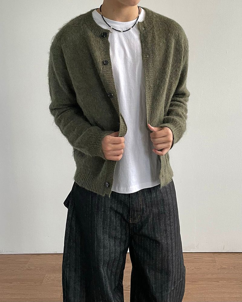 Hairy Wool crop Knit Cardigan