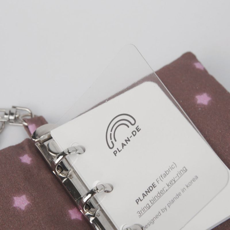 Mini 3-Ring Diary Keyring - Pink Star Brown