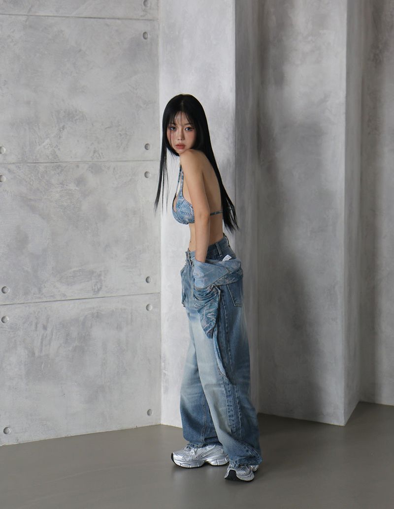 Denim 4PS Cover-Up Bikini Set
