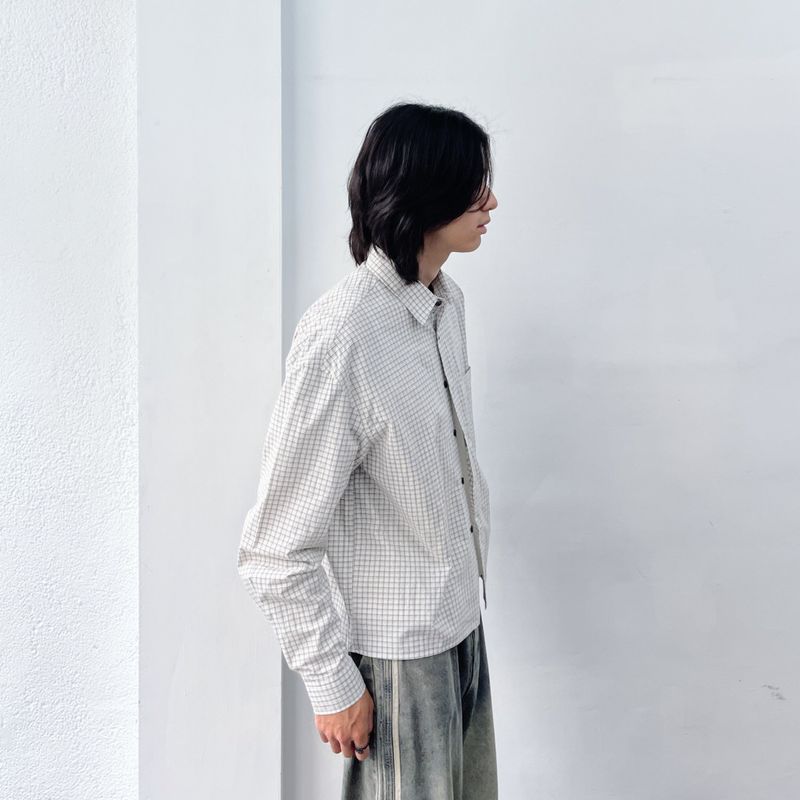 Urban Functional Cropped Plaid Shirt