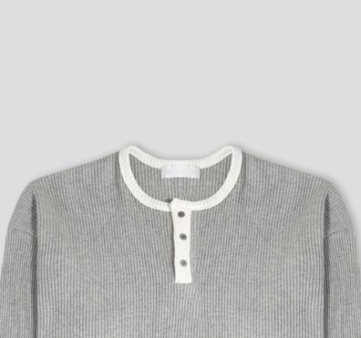 Cumin Fingerhole Waffle Henley neck 4C
