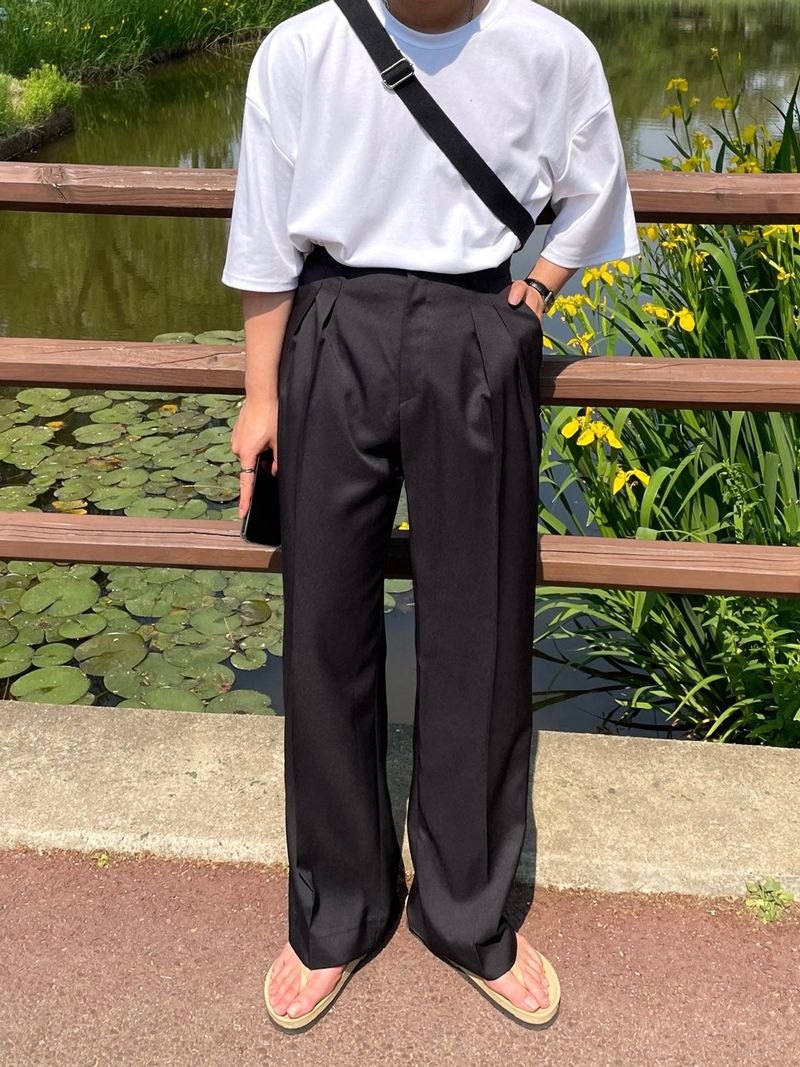 MINE MINMAL TWO TUCK WIDE SLACKS(3COLOR)