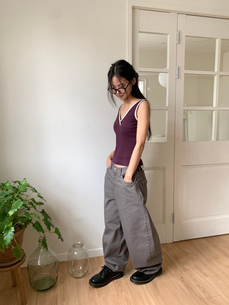 TWILL BACK POCKET STUD PANTS (3C)