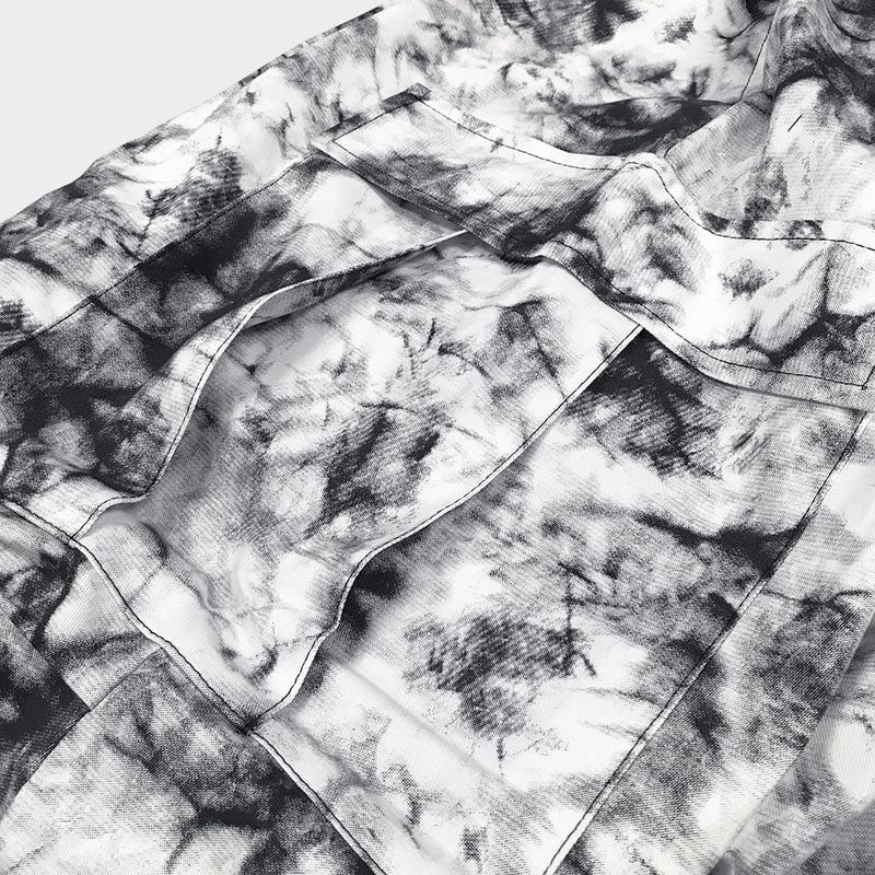 tie-dye wide cargo pants_white