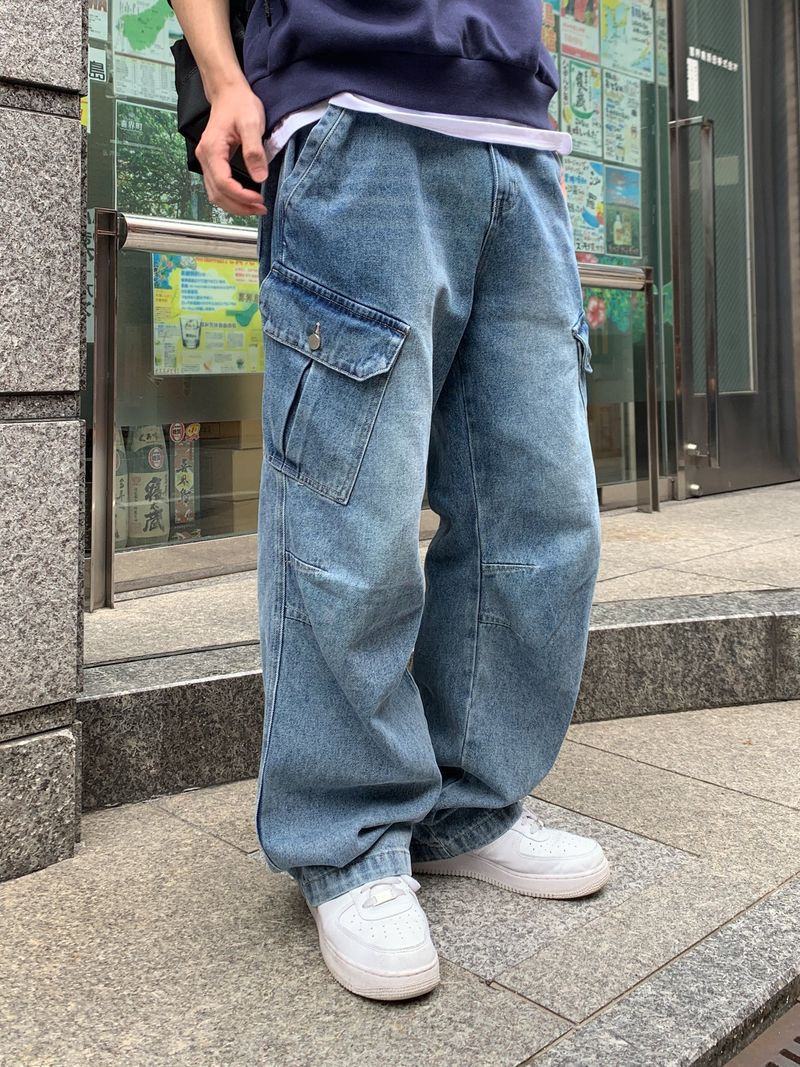 Tachi washed cargo denim pants