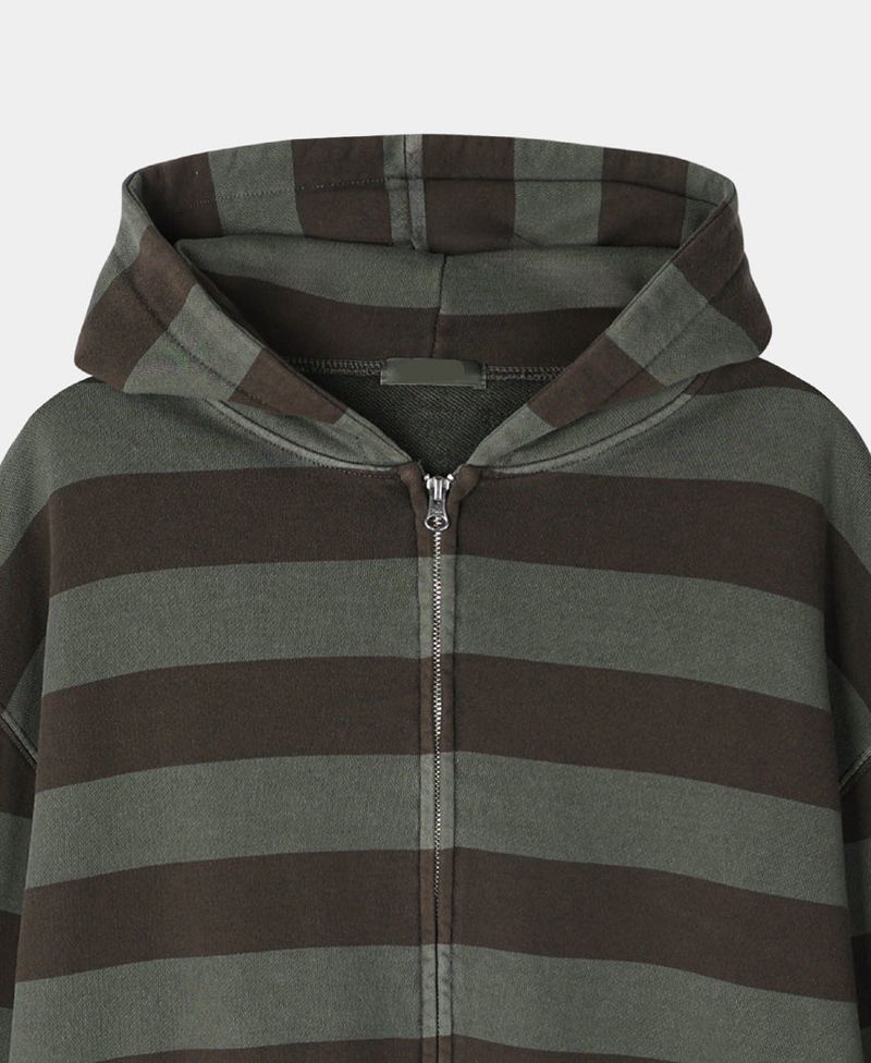 No.1413 dyeing stripe hood ZIP-UP
