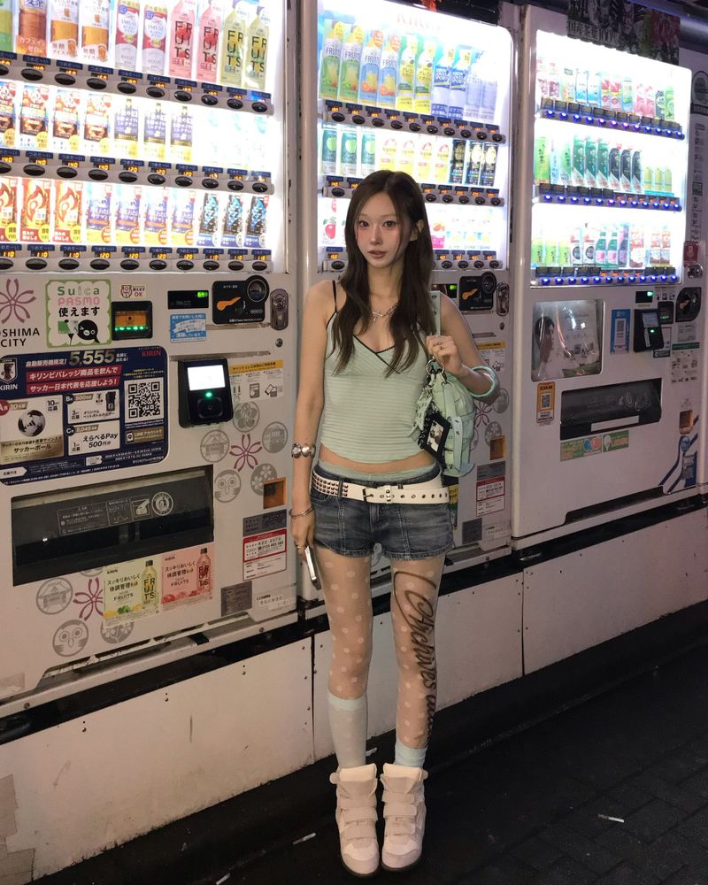 Lowrise line short denim pants
