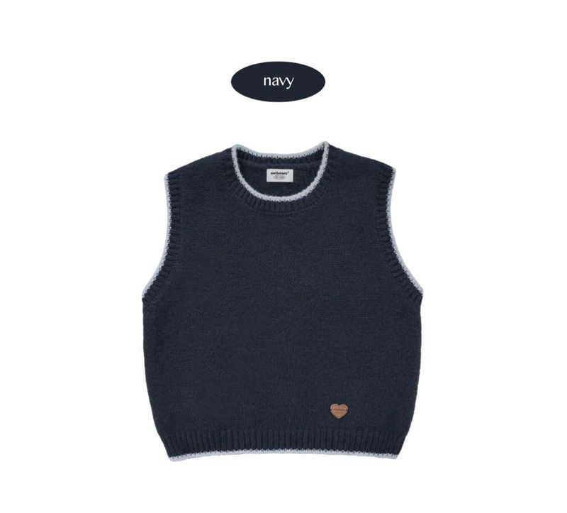 SIMPLE LINE KNIT VEST (Navy)