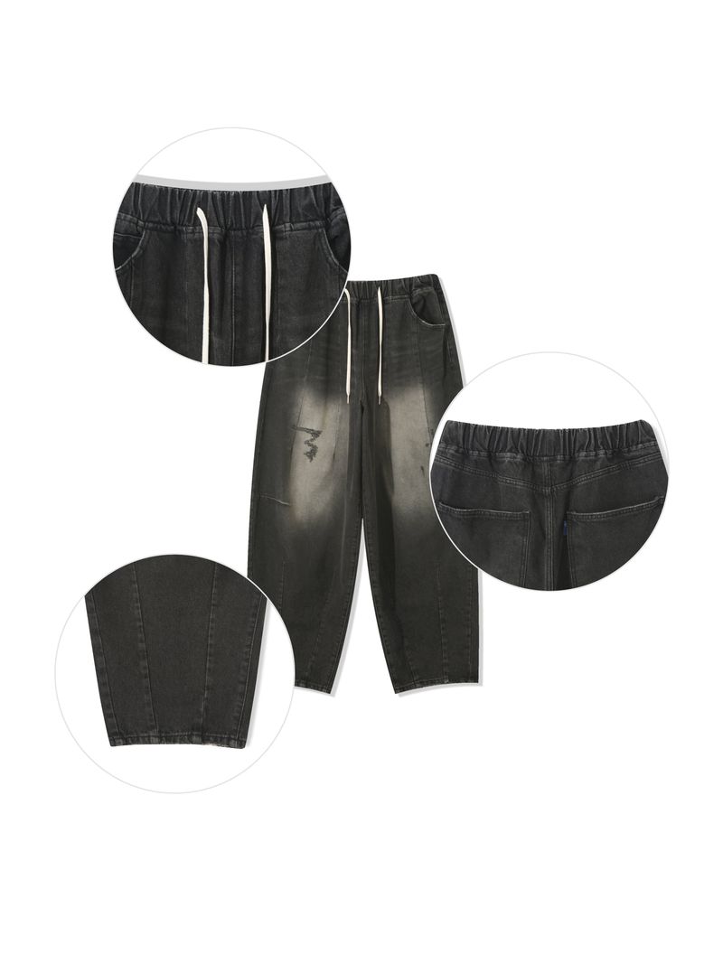 Aegis Damage Black Denim Balloon Pants