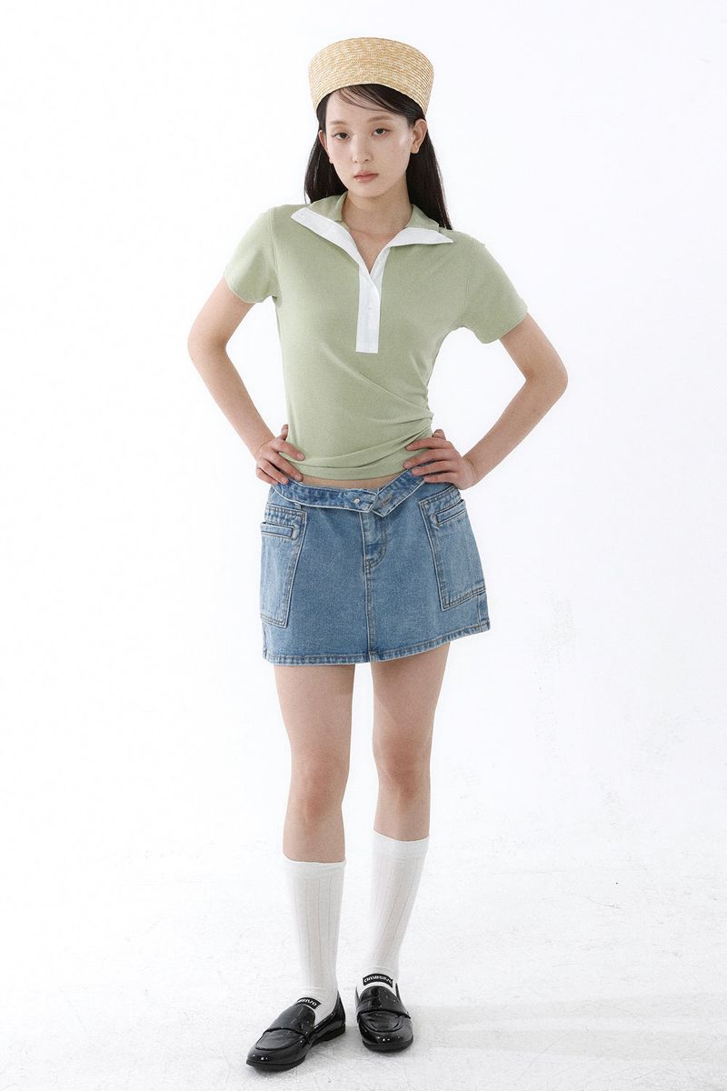 SOFT TENCEL HIGH-NECK TOP_SMOKE GREEN