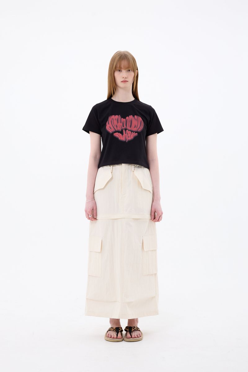 DOUBLE CUT CAGO SKIRT / IVORY