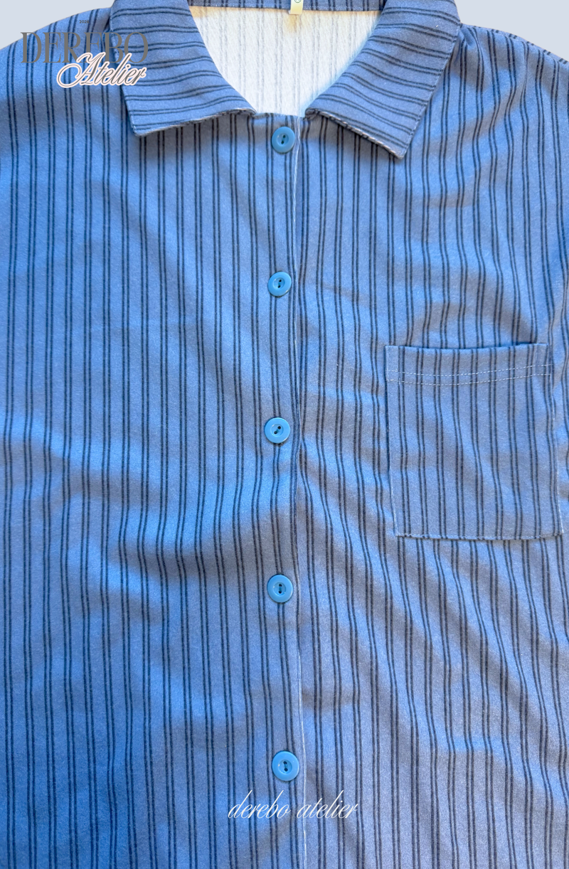 blue stripe fleece pajamas