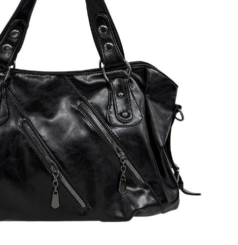 Cardi Stud Double Zipper Shoulder Bag