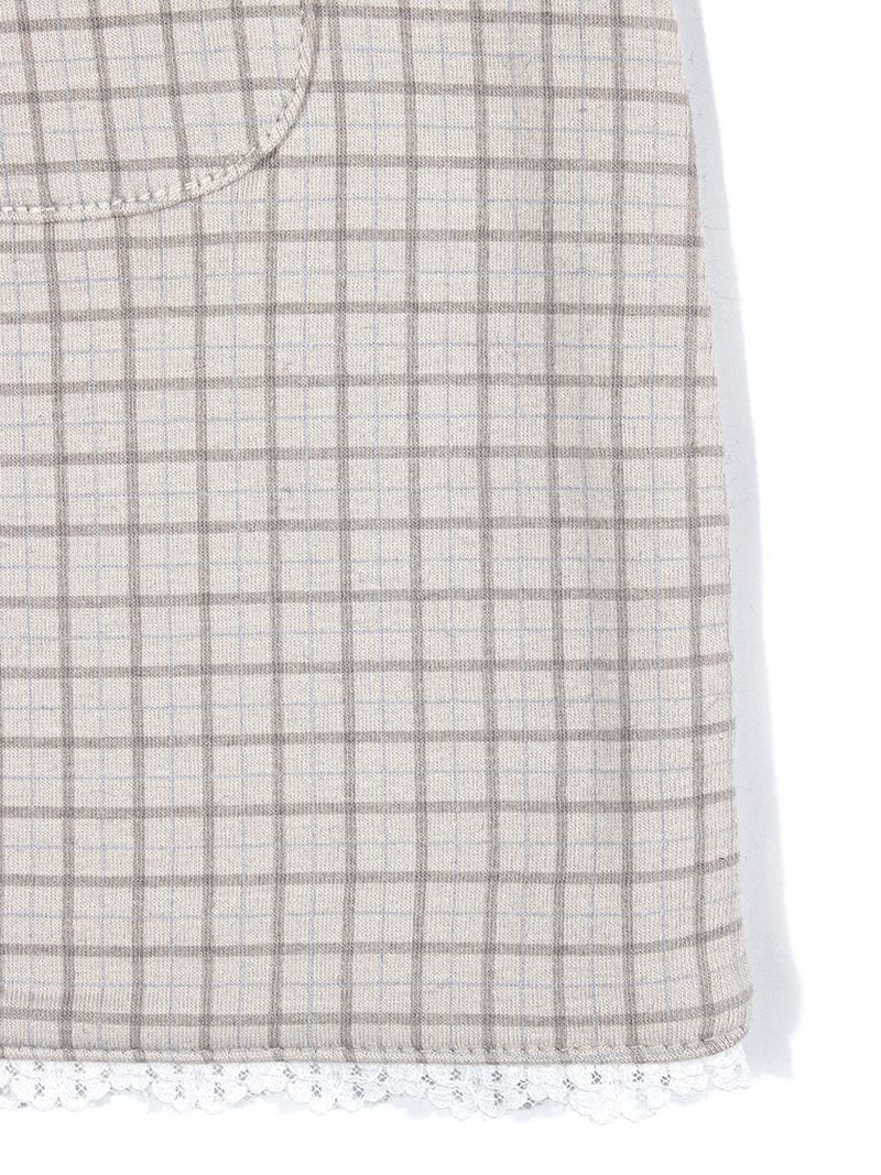 LOW-RISE CHECK LACE MINI SKIRT_Gray