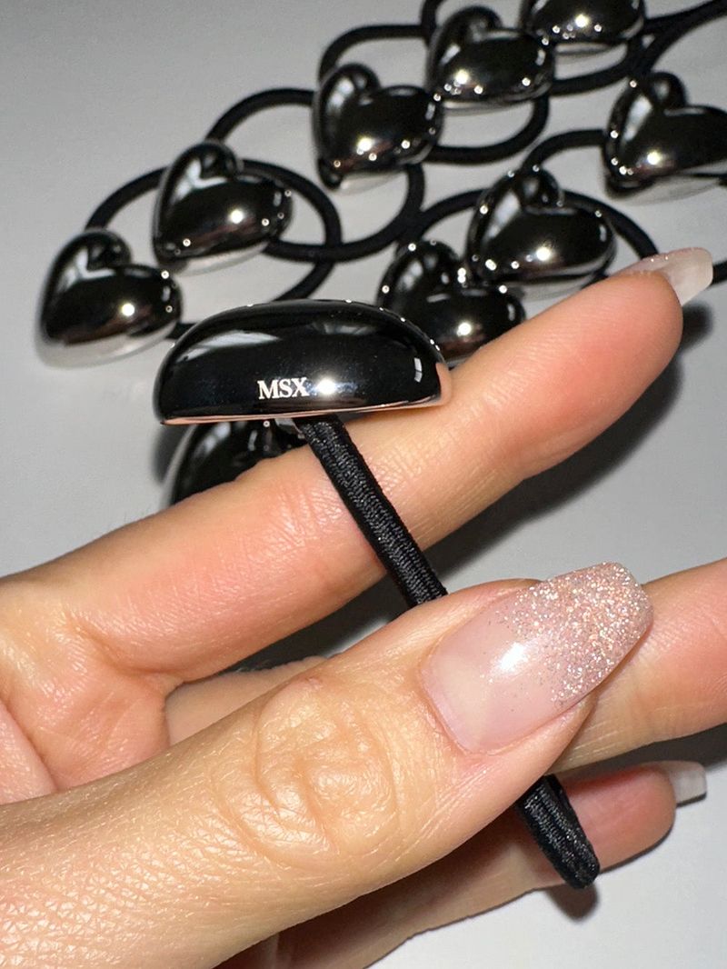Silver heart hair tie