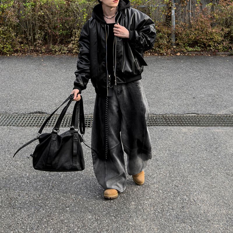 Neren Hood Bomber Leather Padding