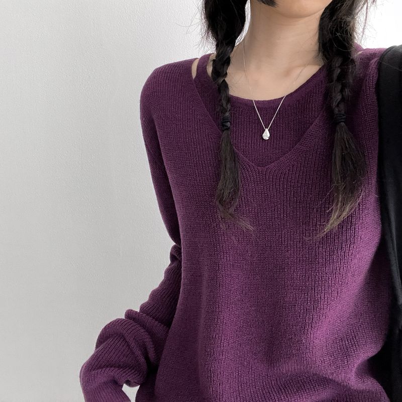 Puppy Layered Sleeveless Double V-Neck Knit (5 colors)