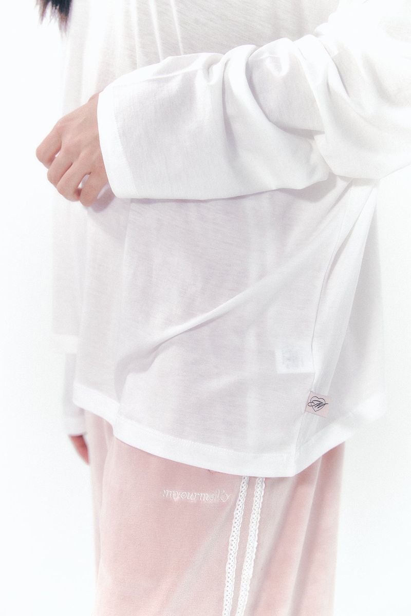 Rose Brooch Frill Long Sleeve White