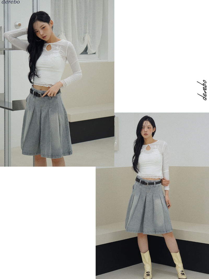 embroidered white lace long-sleeved T-shirt