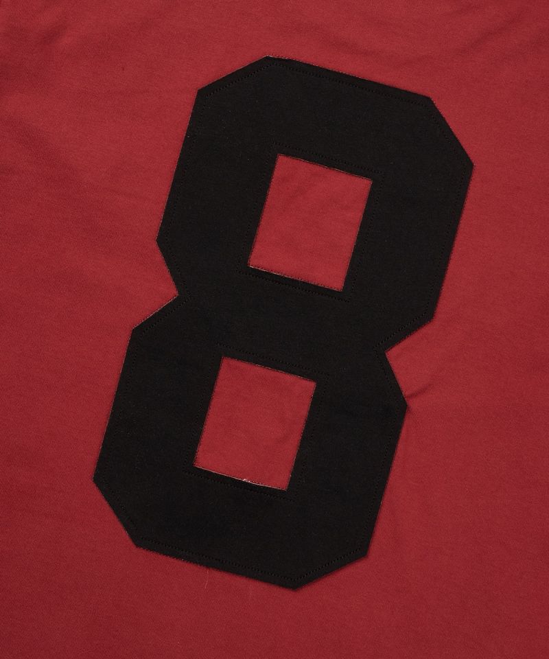 Numbering Patch Crop Ringer T-Shirt - Red