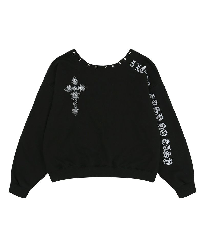Gothic One-Shoulder Sweatshirt - Black